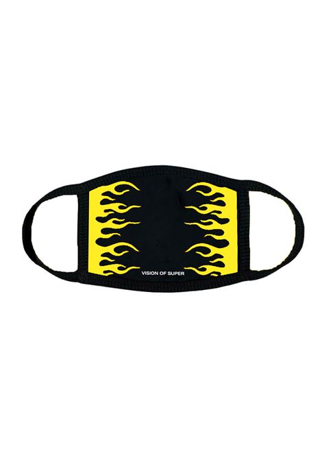 Black And Yellow Flames Face Mask VISION OF SUPER | VOS/FACEMASKBLACK/YELLOW